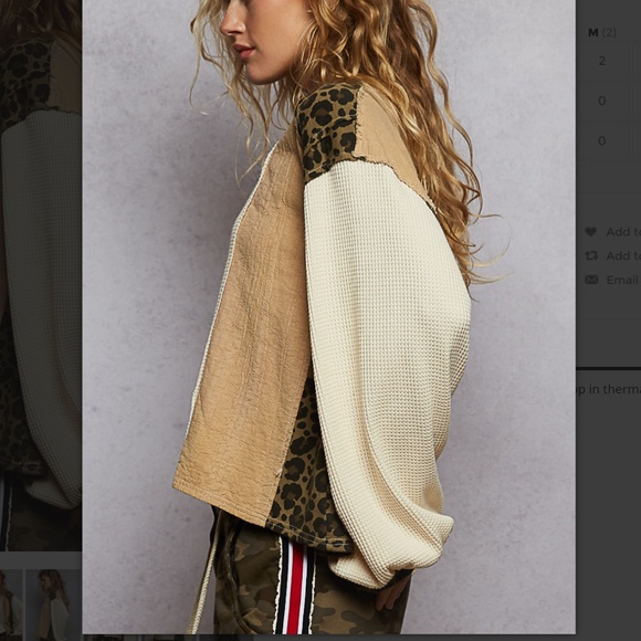 POL “ Brighton “ POL Top with Balloon Sleeves in Thermal 81 - Picture 3 of 6